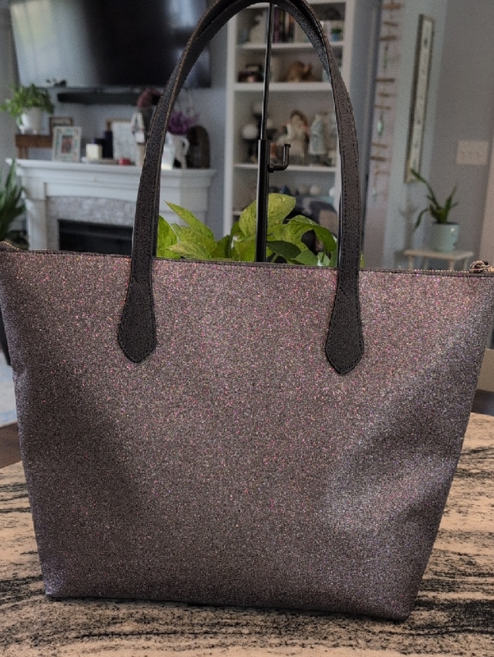kate spade Navy Glitter Tote Bag w/Matching Glitter Wallet - Picture 2 of 11